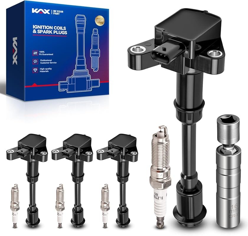 KAX Performance Ignition Coil Pack and Iridium Spark Plugs Set for For