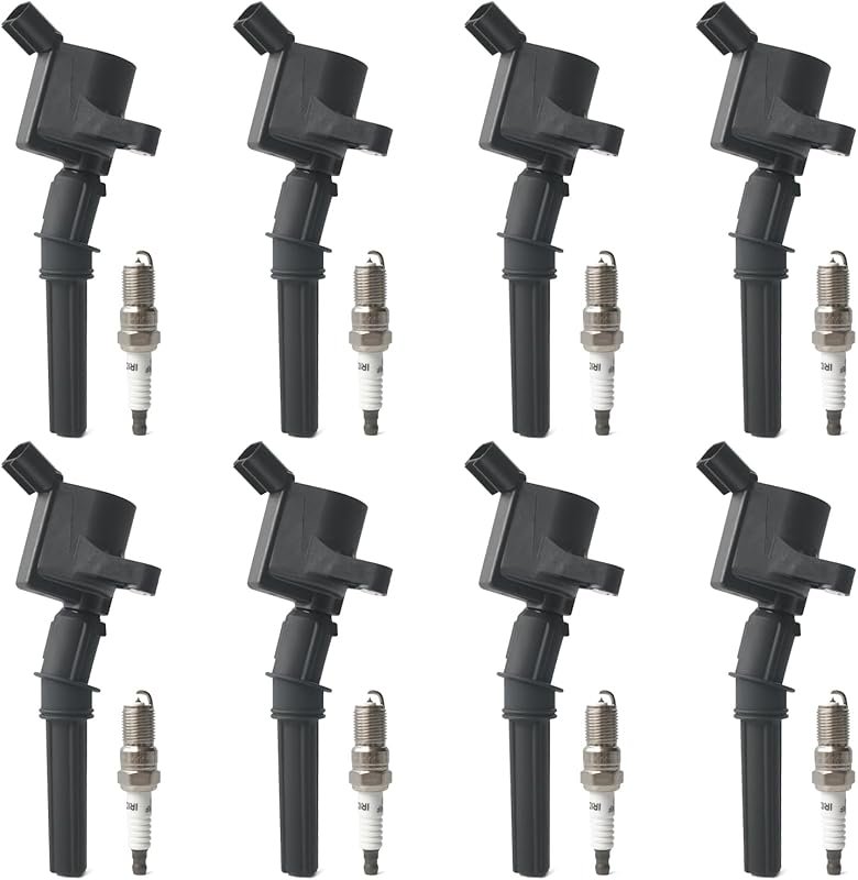 8 Ignition Coil Packs and Iridium Spark Plugs Compatible with Ford 4.6