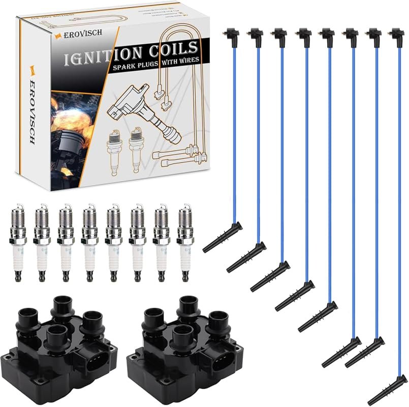 2 Ignition Coil and 8 Iridium Spark Plug Set for Ford Lincoln Mercury 