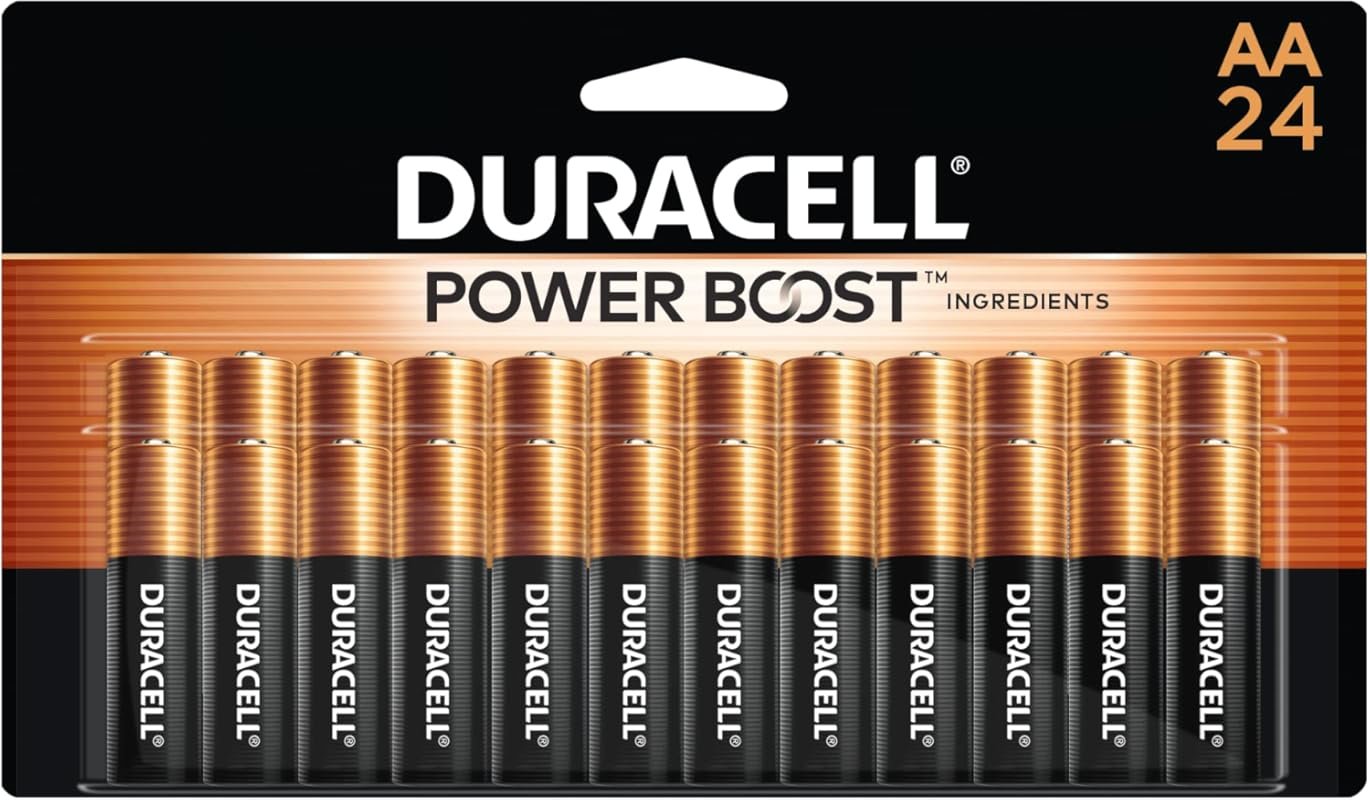 Duracell Coppertop AA Alkaline Batteries, 24 Count Pack with Power Boo