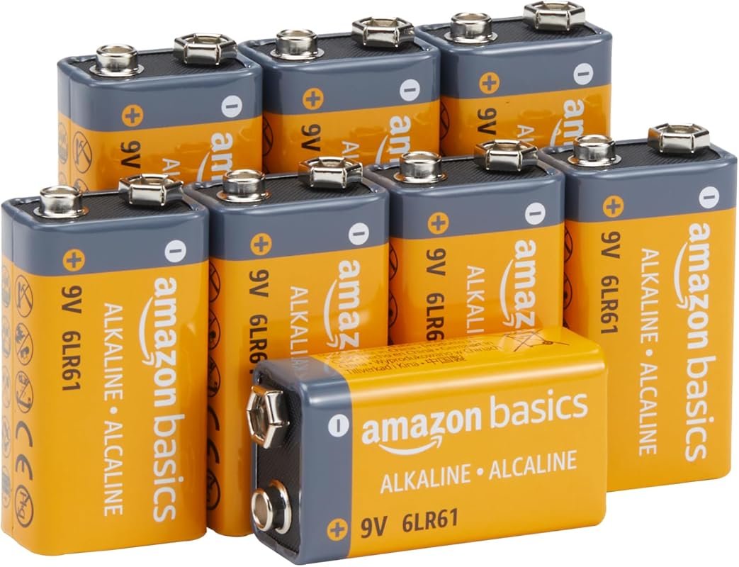 Amazon Basics 8-Pack 9V Alkaline Batteries