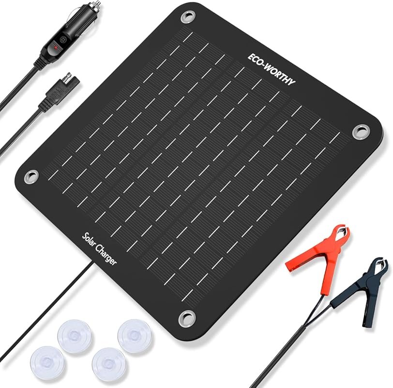 ECO-WORTHY 10W Solar Car Battery Charger Maintainer, 12V Waterproof Po
