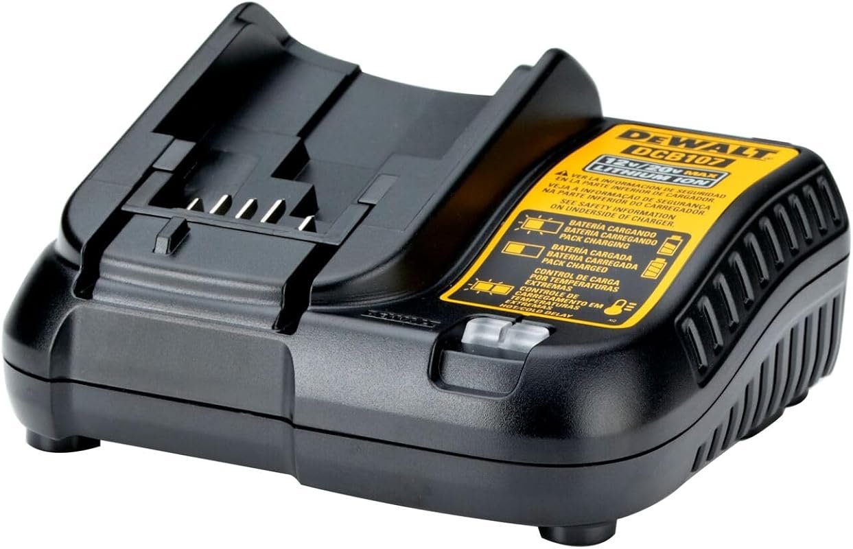DEWALT DCB107 12V/20V MAX Lithium Ion Battery Charger, Compact Power Adapter for Cordless Tool Batteries