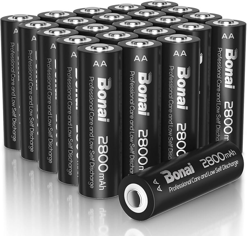 BONAI 24-Pack High-Capacity 2800mAh NiMH Rechargeable AA Batteries wit