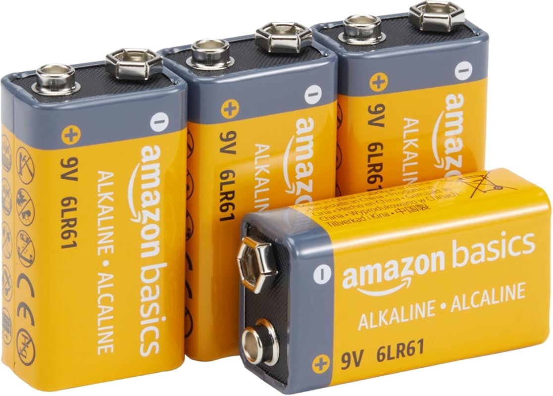 Amazon Basics 9V Alkaline Batteries 4-Pack