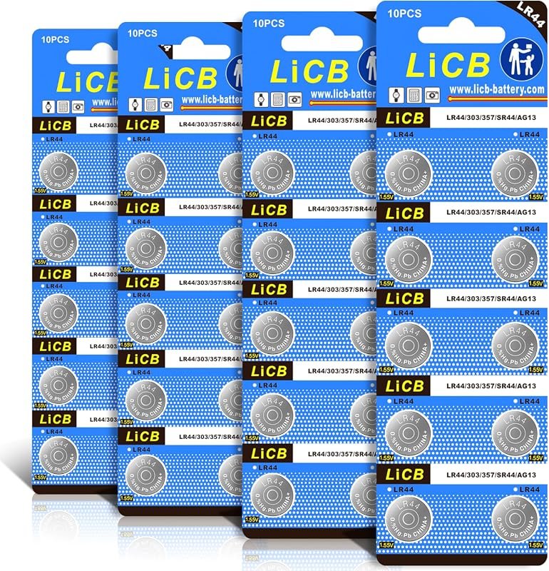 LiCB 40 Pack LR44 AG13 357 303 SR44 1.5V Button Coin Cell Batteries fo