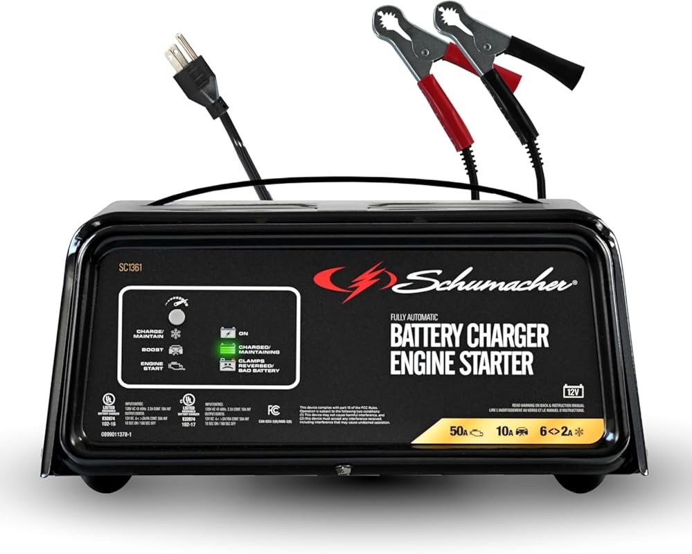 Schumacher SC1361 50A 12V Fully Automatic Battery Charger, Engine Star