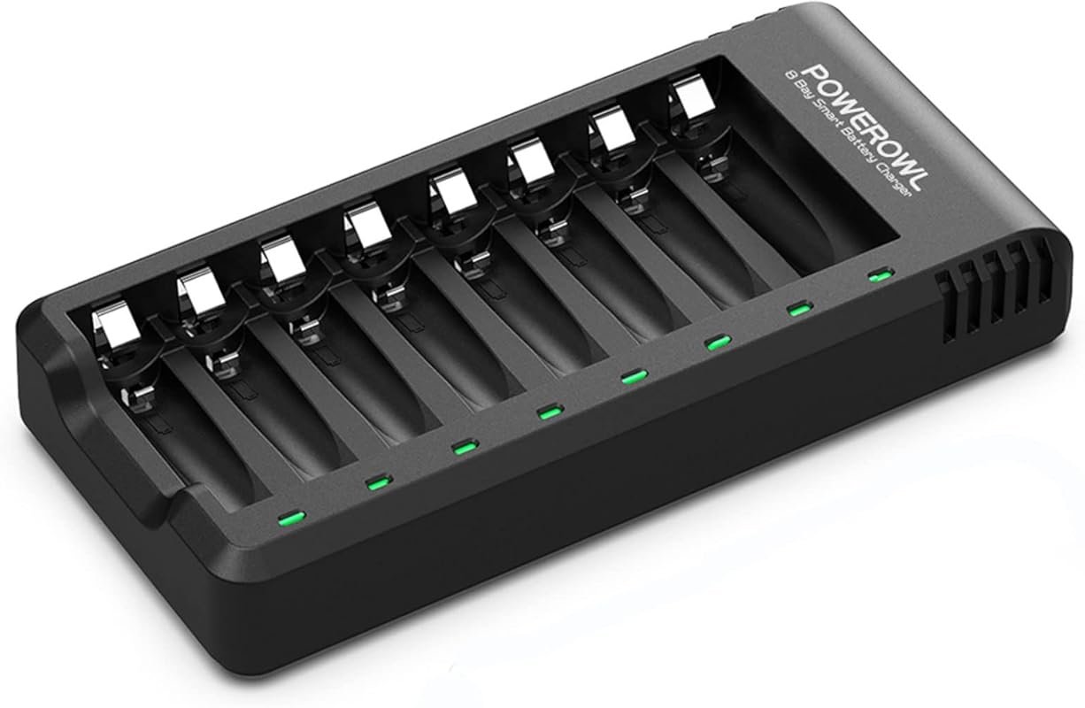 POWEROWL 8-Bay AA AAA Battery Charger