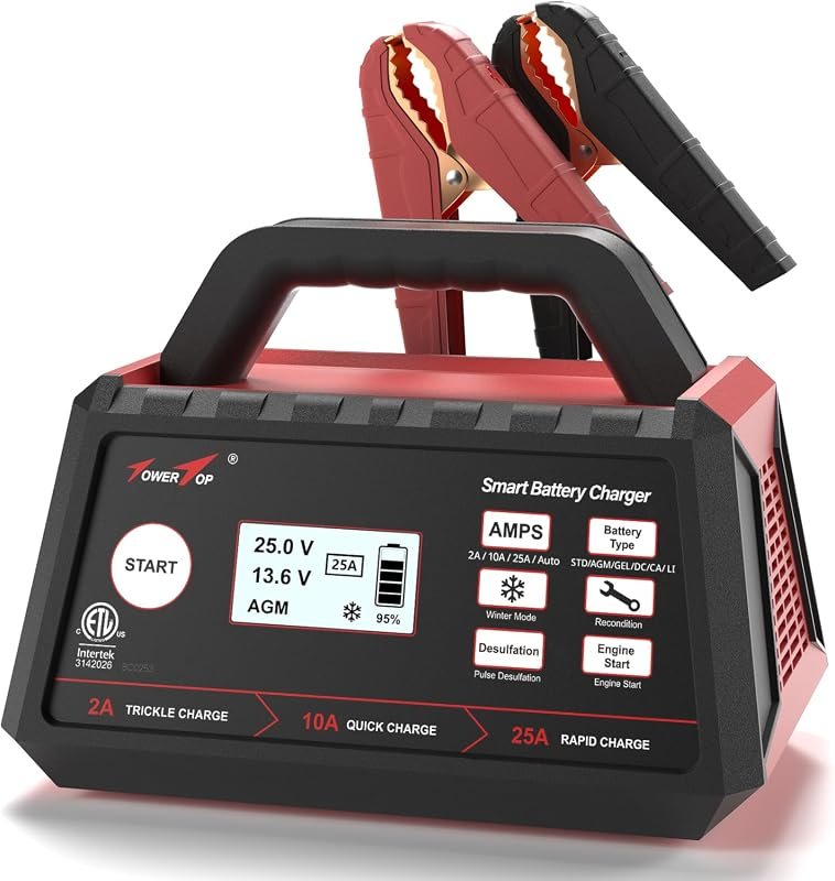 TowerTop 12V Smart Car Battery Charger and Maintainer with Engine Star