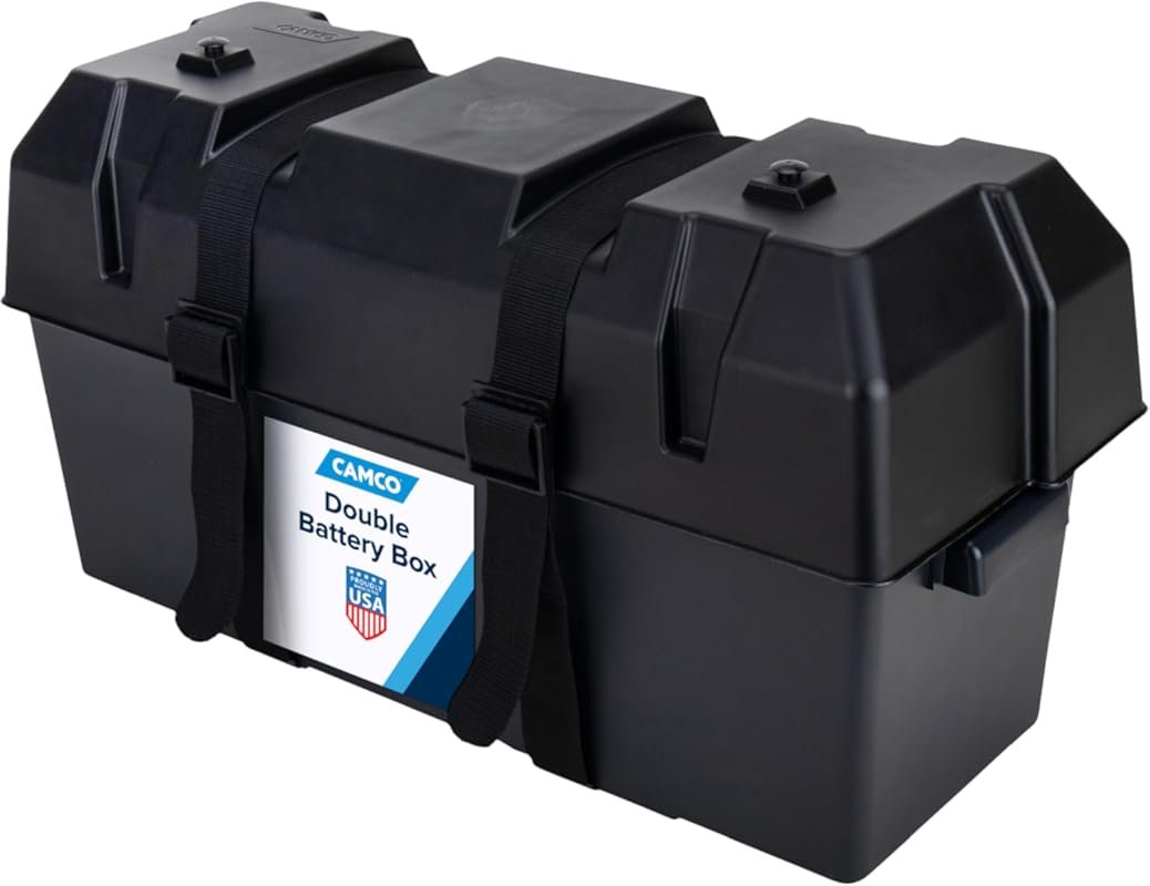 Camco Double Battery Box for RV Marine and Automotive Use, Heavy-Duty 