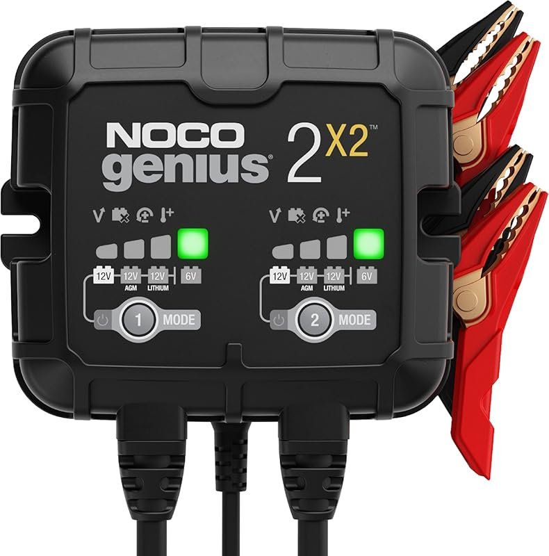 NOCO GENIUS2X2 4A 2-Bank Smart Battery Charger for 6V/12V Lead-Acid an