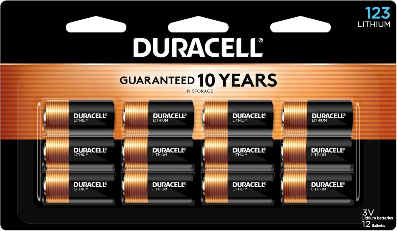 Duracell CR123A 3V Lithium Batteries, High Power Long Lasting Cells fo