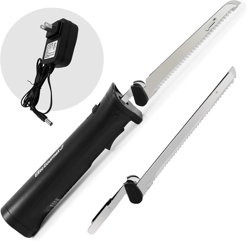 Elite Gourmet Professional Cordless Rechargeable Electric Knife with F