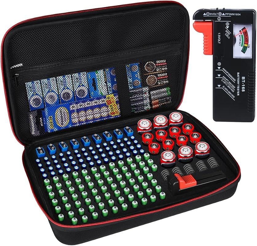 Battery Organizer Storage Vault with Tester, Fireproof and Waterproof 