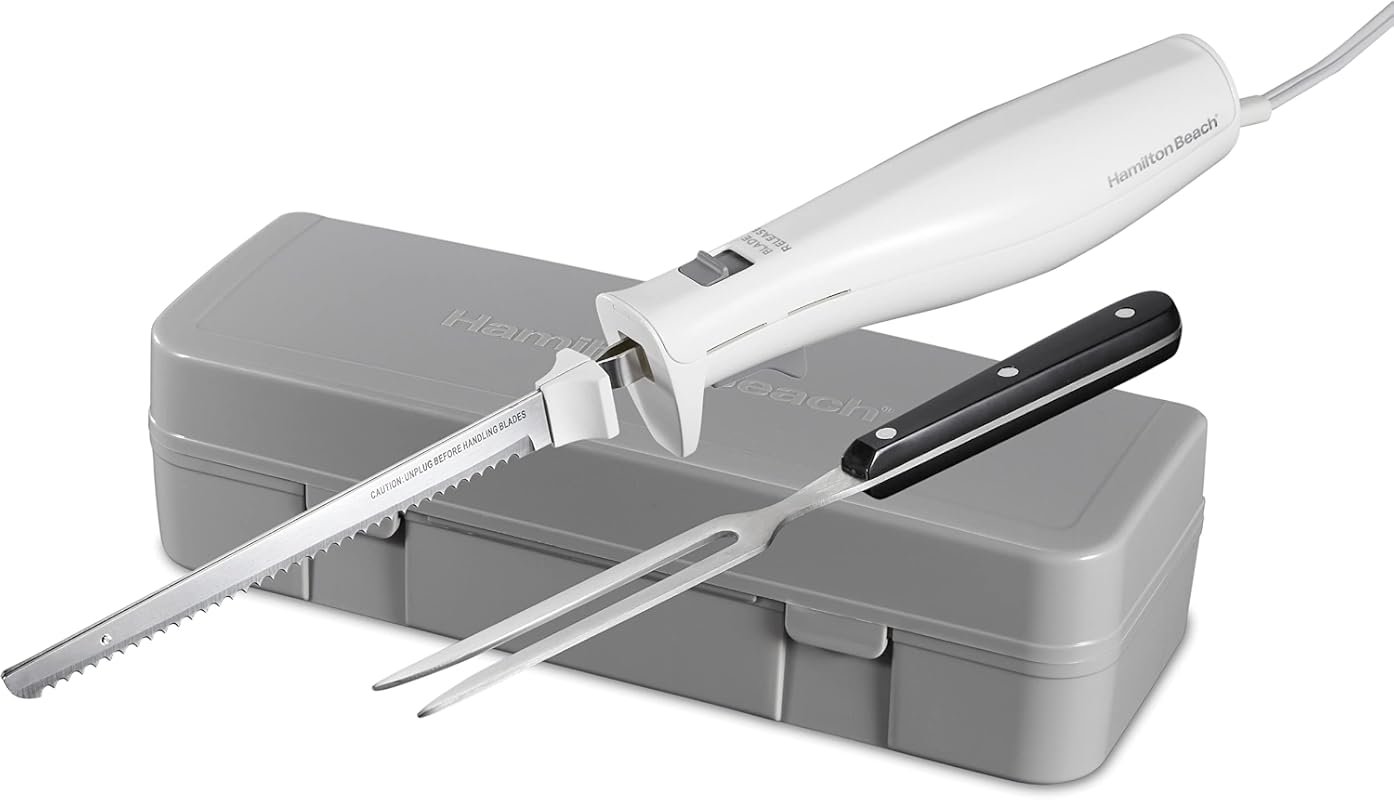 Hamilton Beach Electric Knife Set with Storage Case and Fork for Carvi