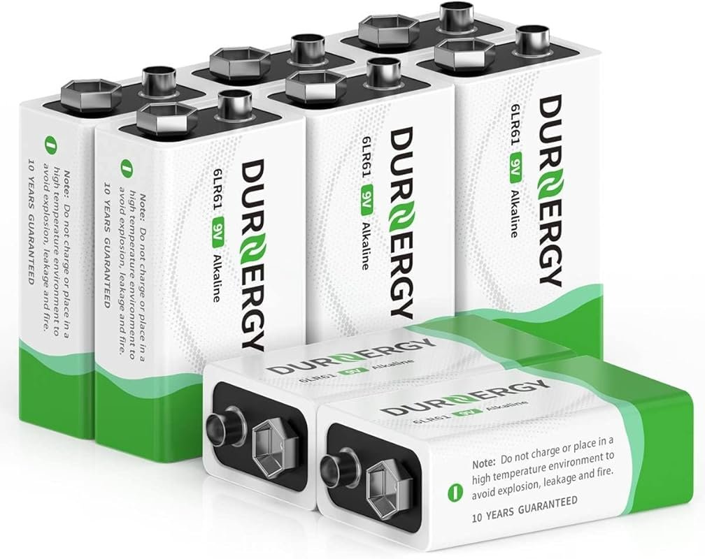 DURNERGY 9V Alkaline Batteries 8-Pack