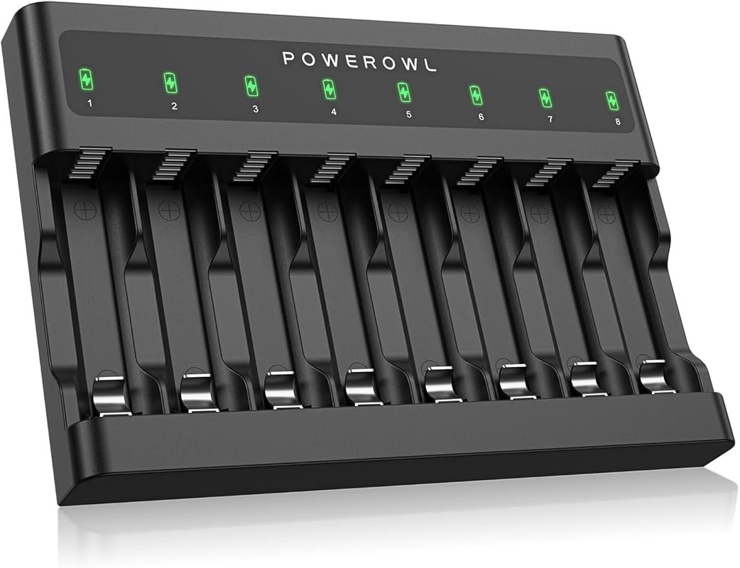POWEROWL 8-Bay AA AAA Battery Charger