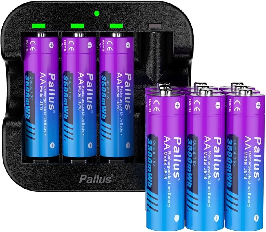 Pallus 1.5V Lithium Rechargeable AA Batteries