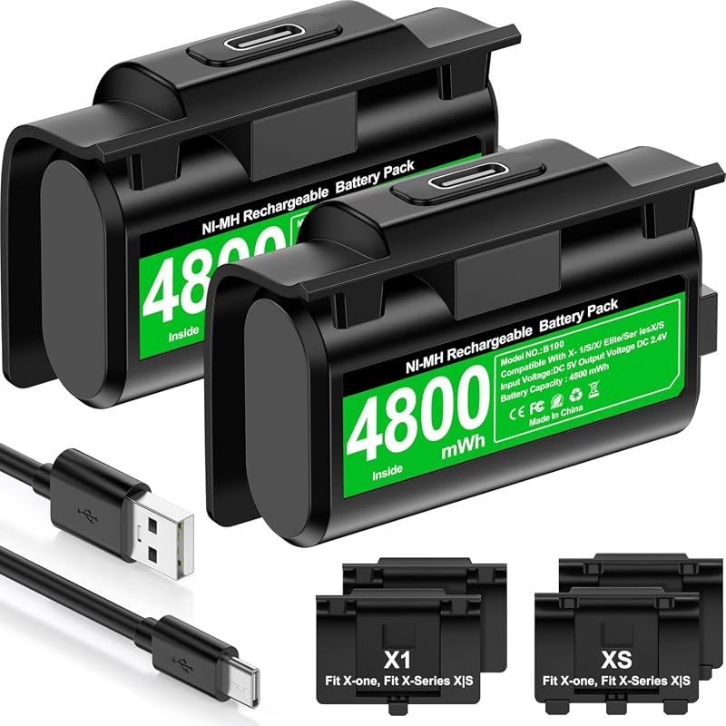 DINOSTRIKE Rechargeable Xbox Controller Battery Pack with USB-C Chargi