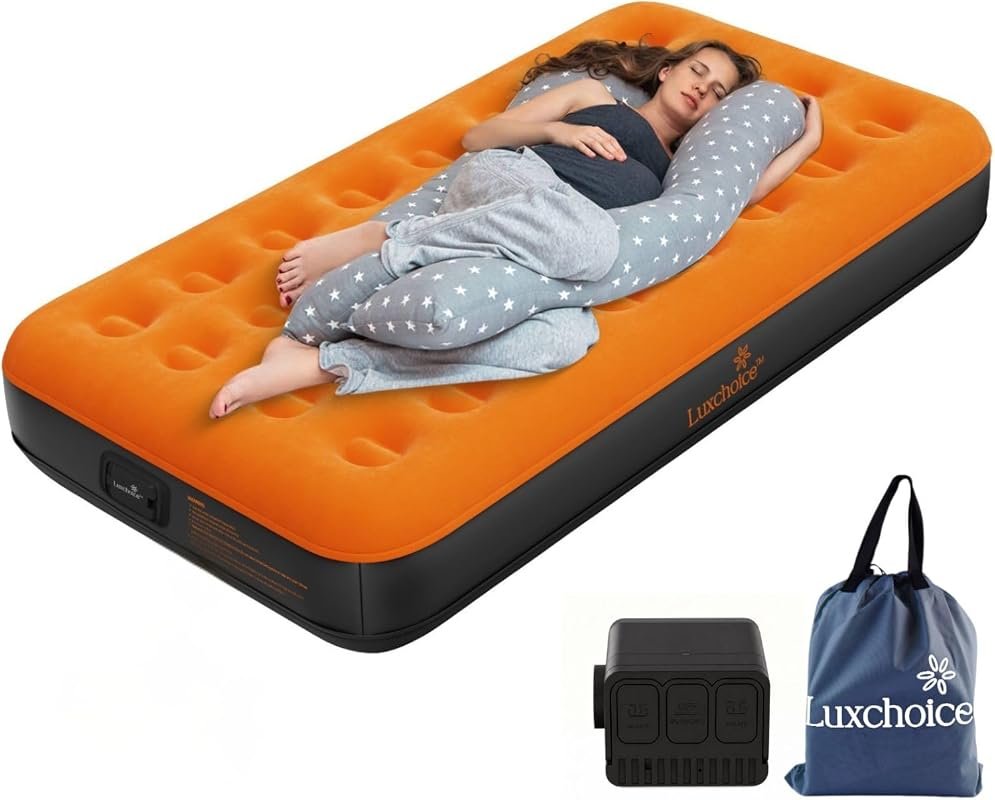Luxchoice Twin Air Mattress with Built-in Rechargeable Pump, 9-Inch Po