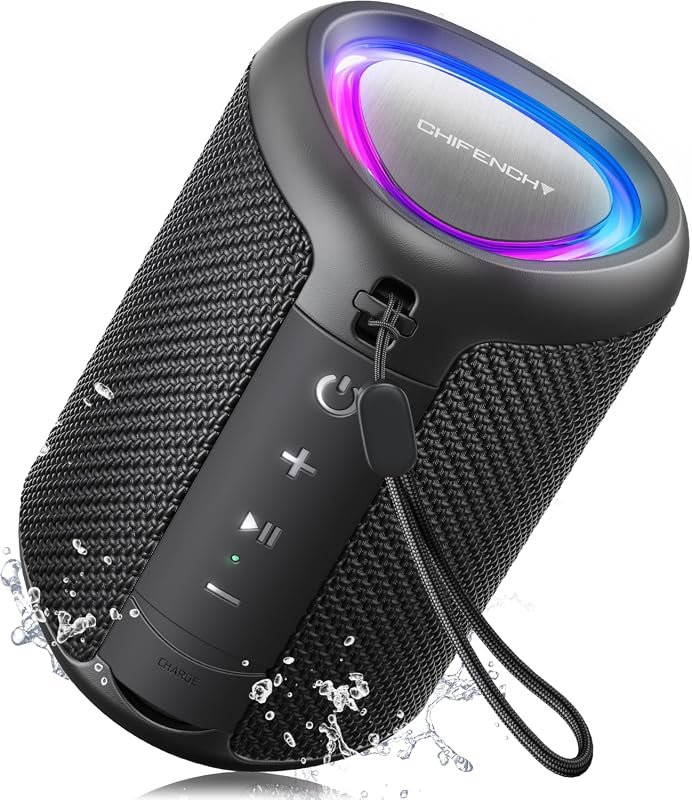 Portable Bluetooth Speaker with Dynamic Light, 24H Playtime, IPX5 Wate