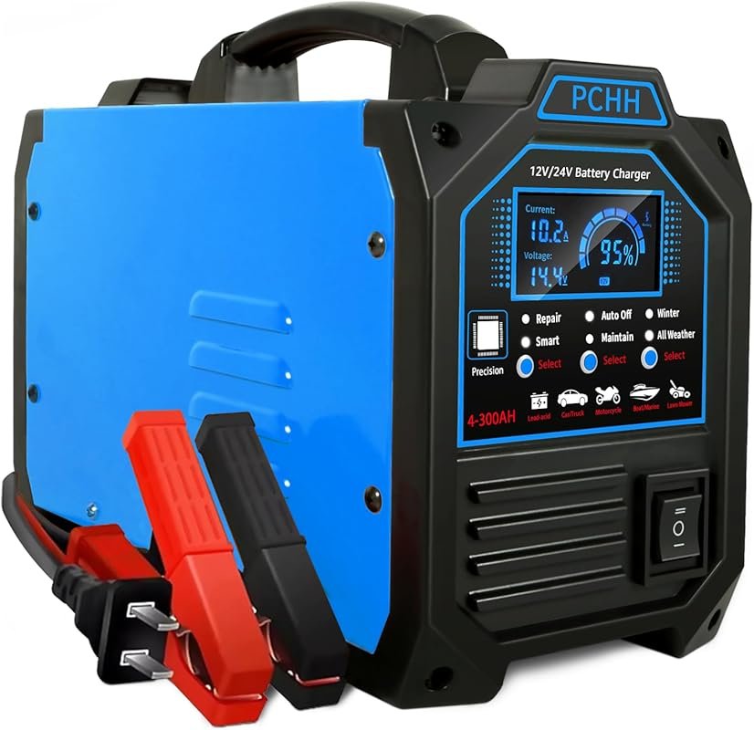 PCHH 0-15A Heavy Duty 12V/24V Smart Battery Charger and Maintainer wit