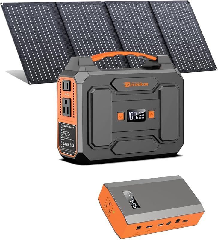 Portable 100W Solar Power Station with 40W Foldable Panel, AC Outlet f