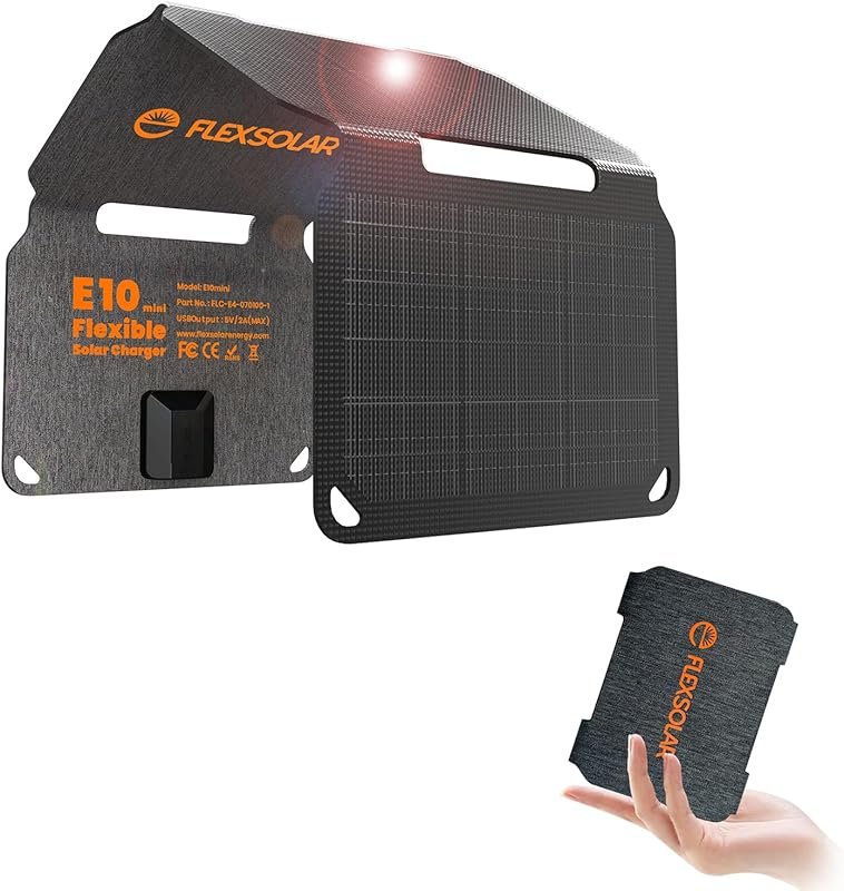 FlexSolar 10W Foldable Solar Charger, Waterproof Portable USB Panel fo