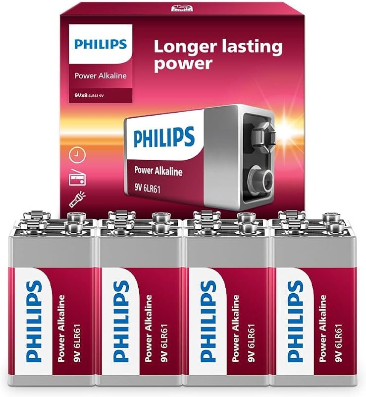 Philips 8 Pack 9 Volt Alkaline Batteries