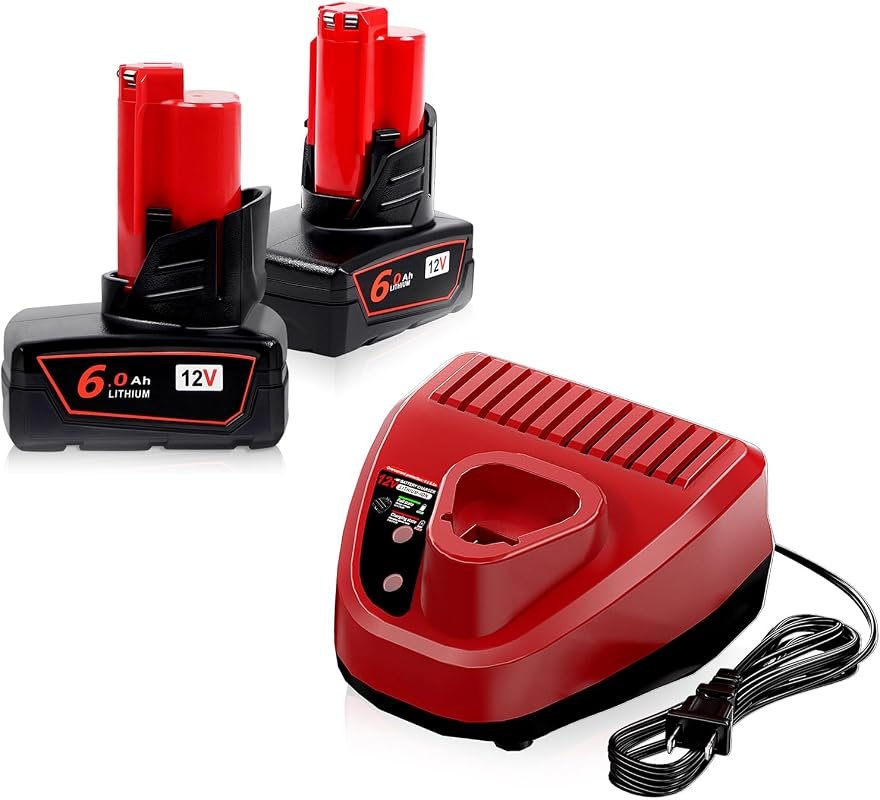 TenHutt 6.0Ah Replacement Battery 2-Pack and Rapid Charger Set for Mil