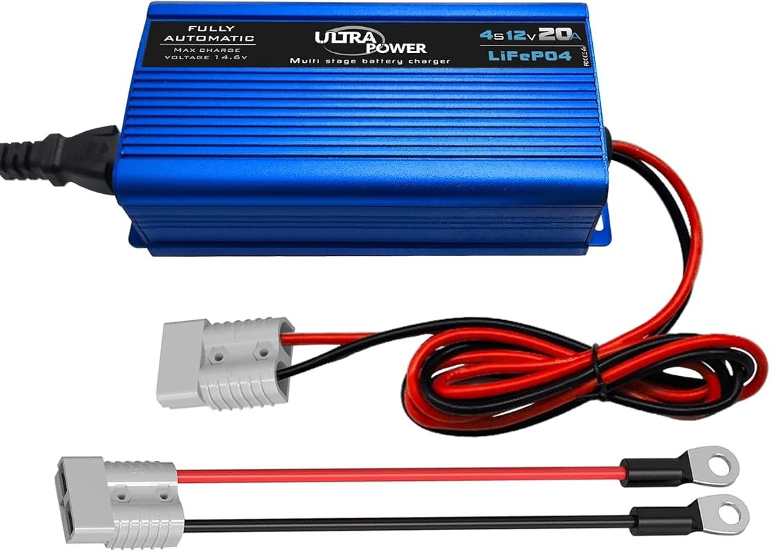 ULTRAPOWER 14.6V 20A LiFePO4 Smart Charger with 50A Anderson Connector