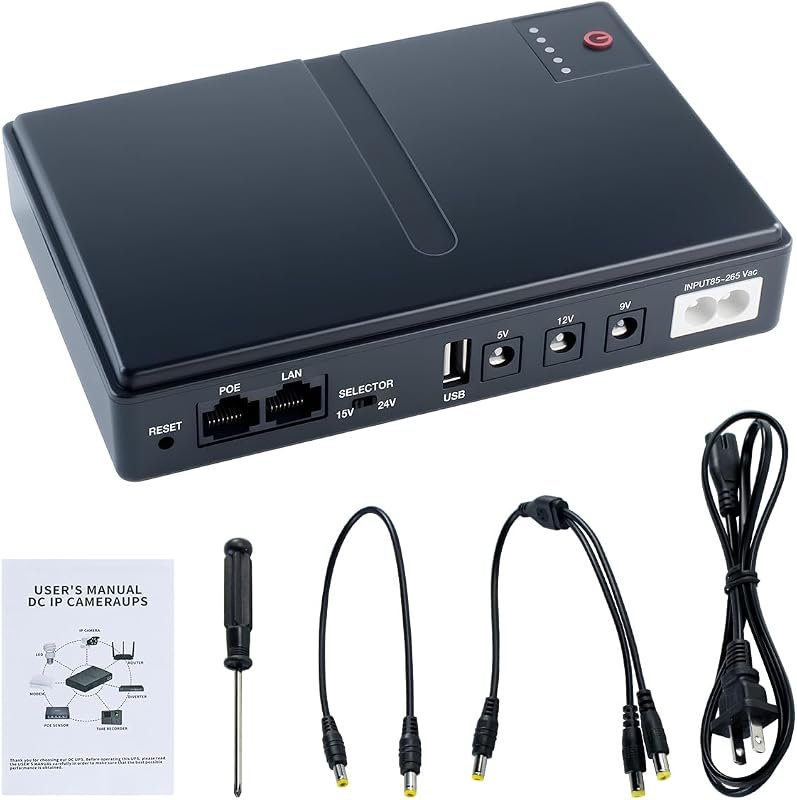 Mini DC Uninterruptible Power Supply for Routers, Modems, and Security
