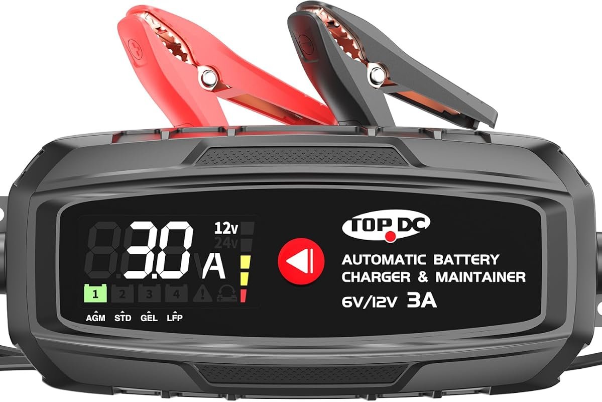 TOPDC 3A 6V/12V Automatic Battery Charger and Maintainer for AGM, LiFe