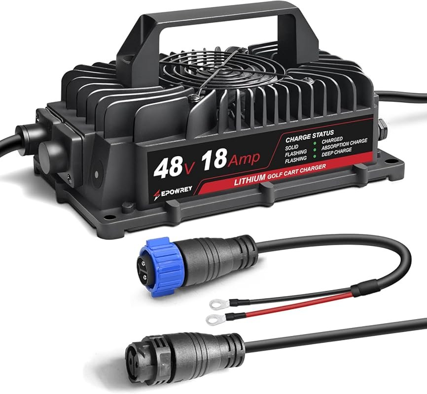 EPOWREY 18A Lithium Golf Cart Battery Charger for 48V LiFePO4 Batterie