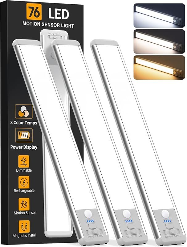 Wireless Rechargeable 10-Inch Under Cabinet LED Lighting with Motion S