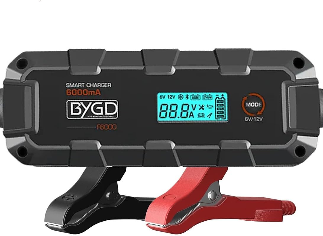 6V/12V 6A Smart Battery Charger and Maintainer for Cars, RVs, Motorcyc
