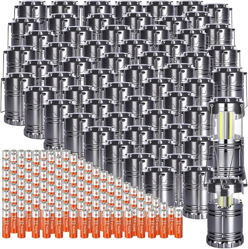 KUNHE 60 Pack LED Camping Lanterns with 180 Alkaline Batteries, 350 Lu