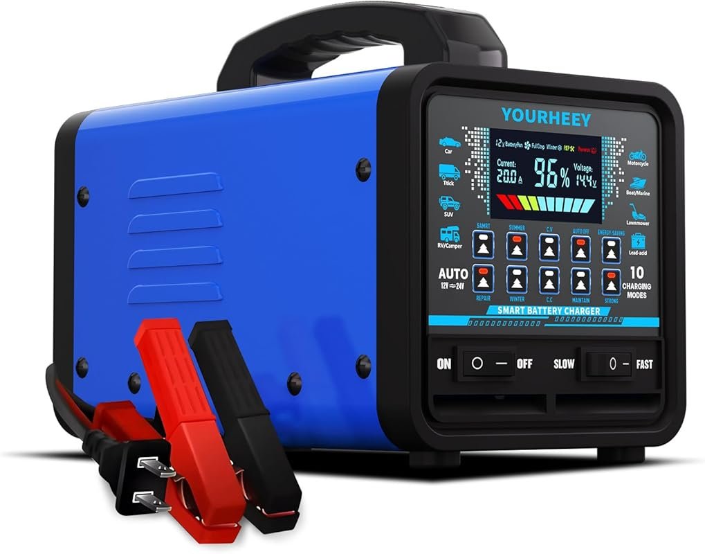 2026 Upgraded 20A Heavy Duty Battery Charger and Maintainer with Auto 