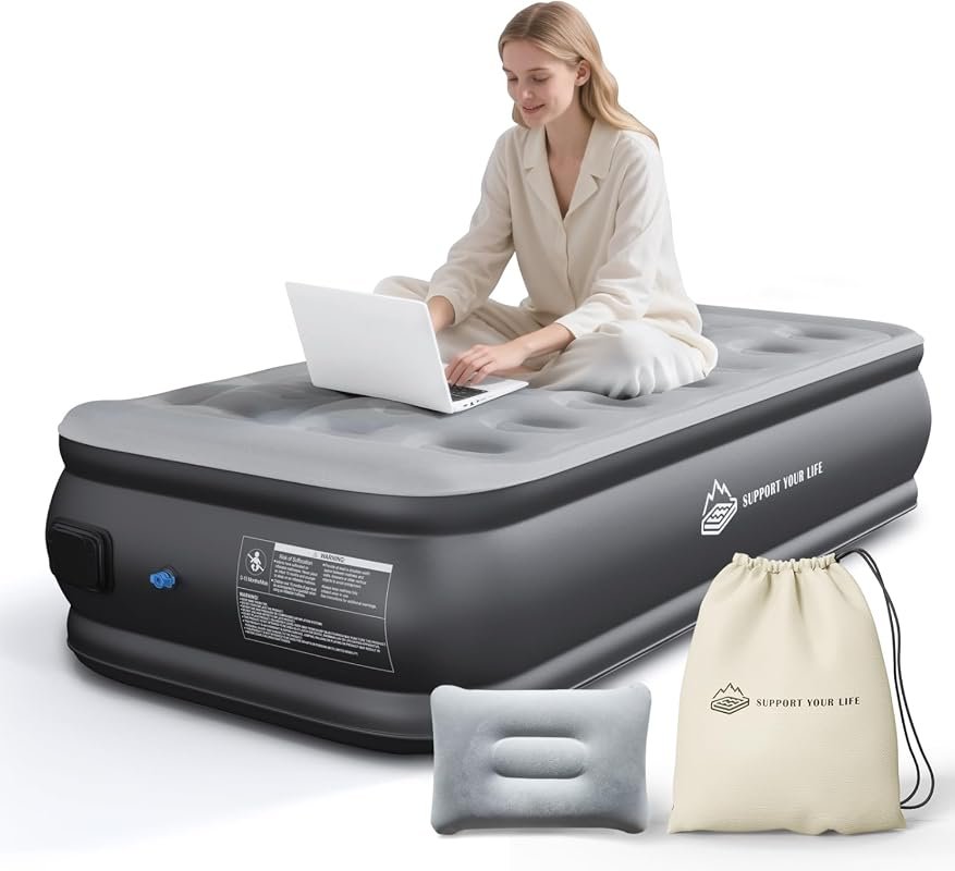 JUITOY 18-Inch Upgraded Twin Air Mattress with One-Touch Built-in Pump