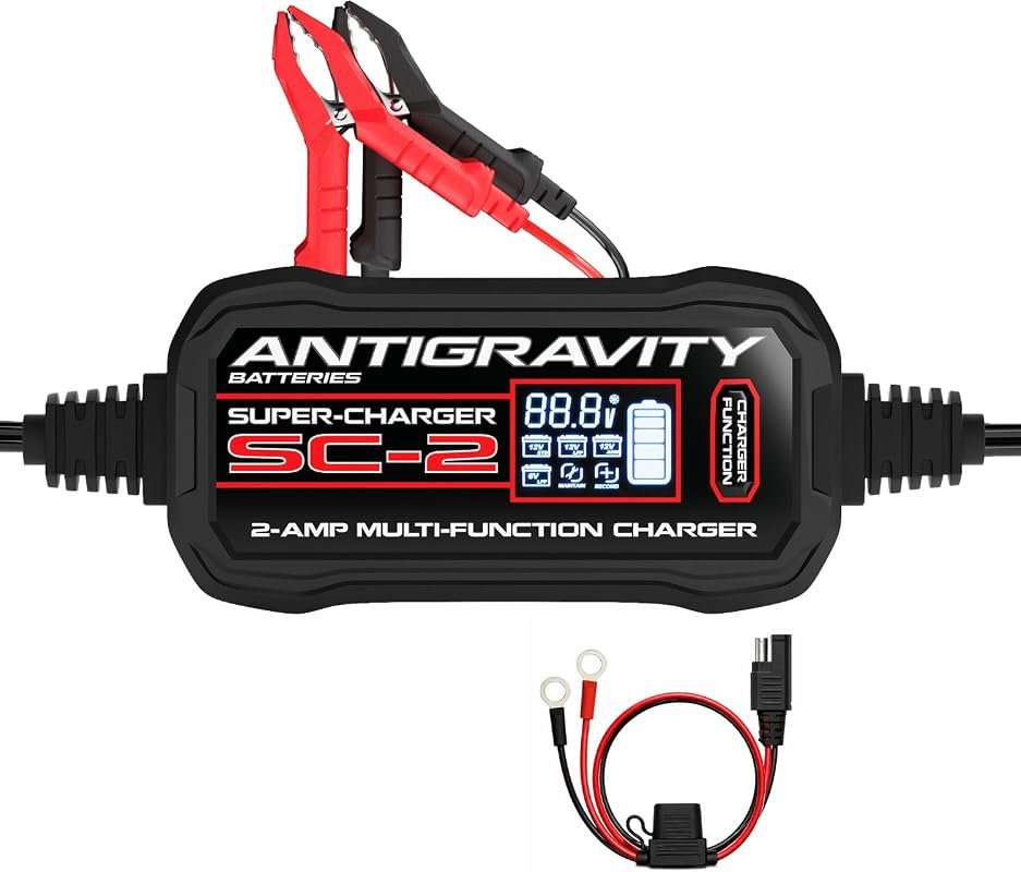 Antigravity 2A 6V/12V Multi-Function Battery Charger and Maintainer wi