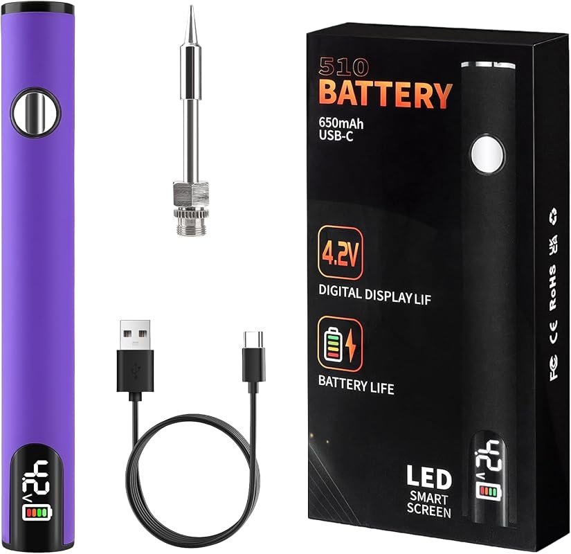 Portable Electric Soldering Iron Kit with 510 Thread Battery Adjustabl
