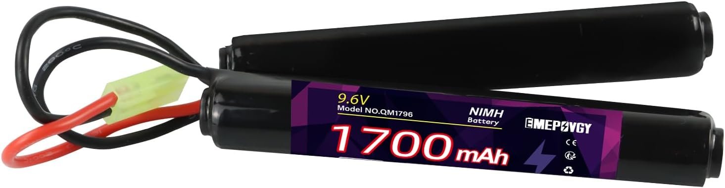 9.6V 1700mAh NiMH Rechargeable Nunchuck Stick Battery Pack with Mini T