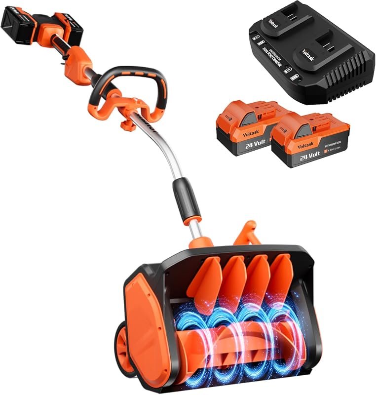 VOLTASK 48V Cordless Electric Snow Shovel with 17.2-Inch Brushless Mot