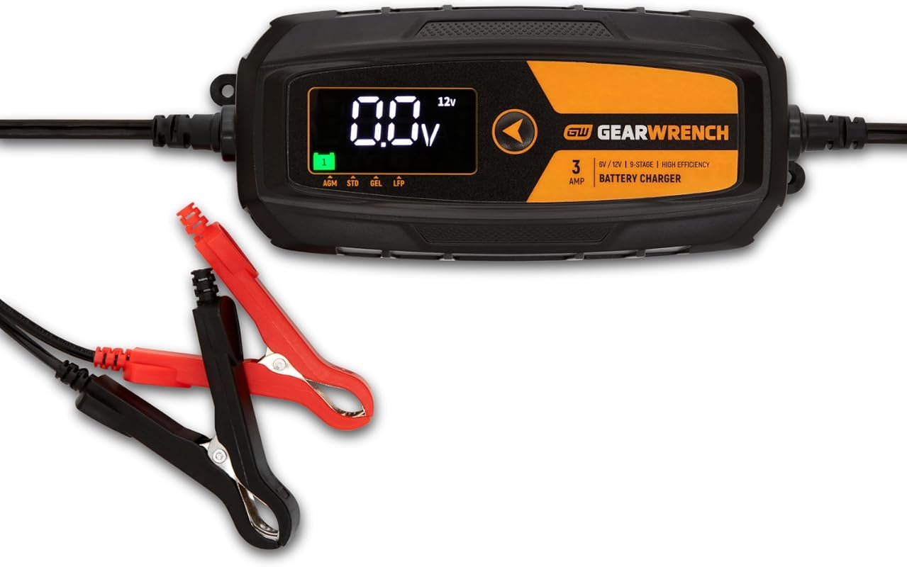 GEARWRENCH 3A 6V/12V Automatic Battery Charger and Maintainer for Auto