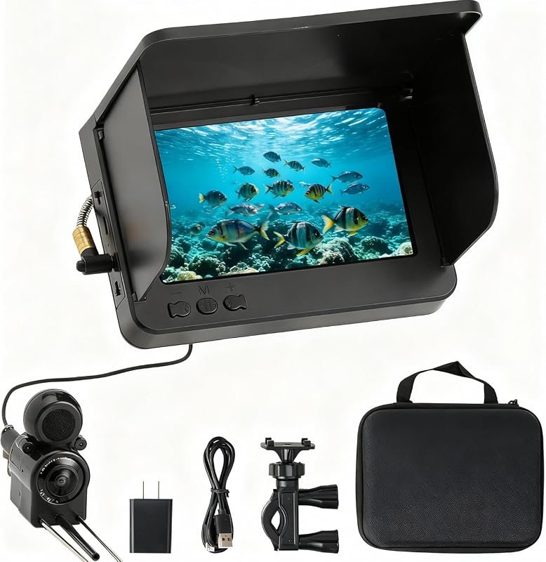 Portable 5 Inch IPS Underwater Fishing Camera and Depth Finder with 80