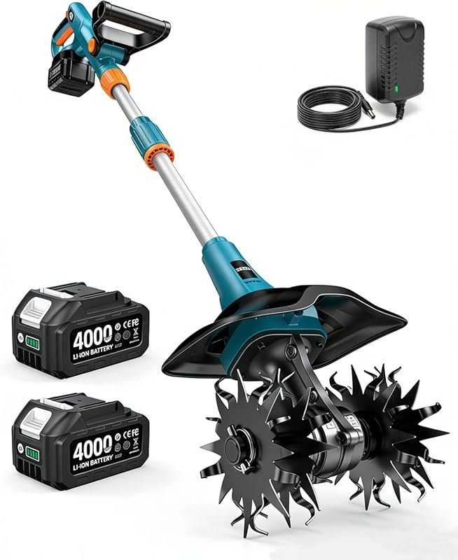 Seesii 20V Cordless Electric Tiller Cultivator