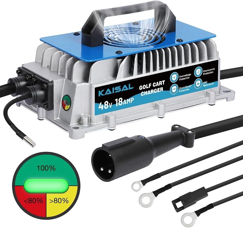 48V 18A Smart Golf Cart Battery Charger with 16ft Cable for All Years 
