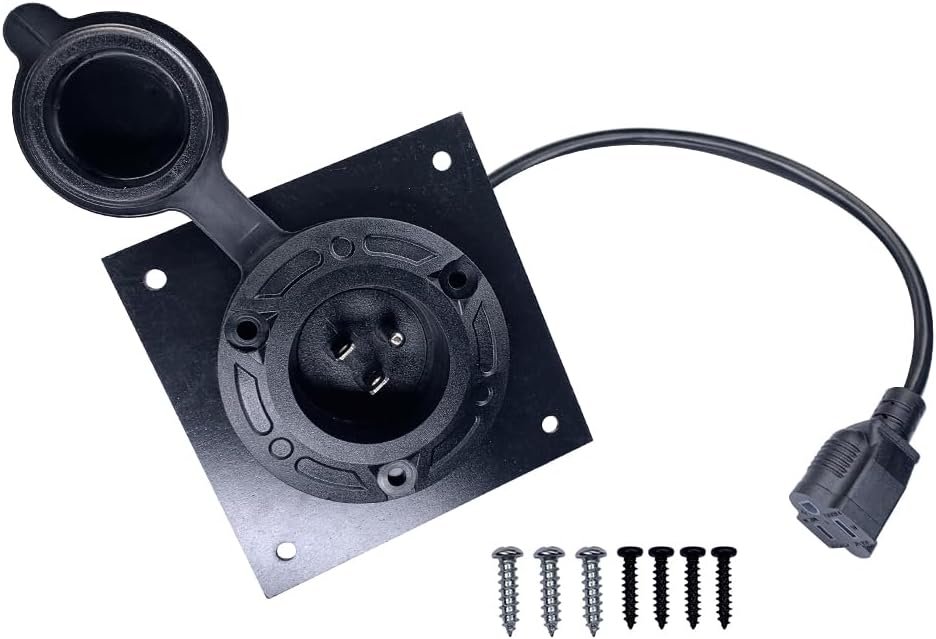 EZGO TXT36 Golf Cart Charger Port Cover Adapter Kit with 120V Plug and