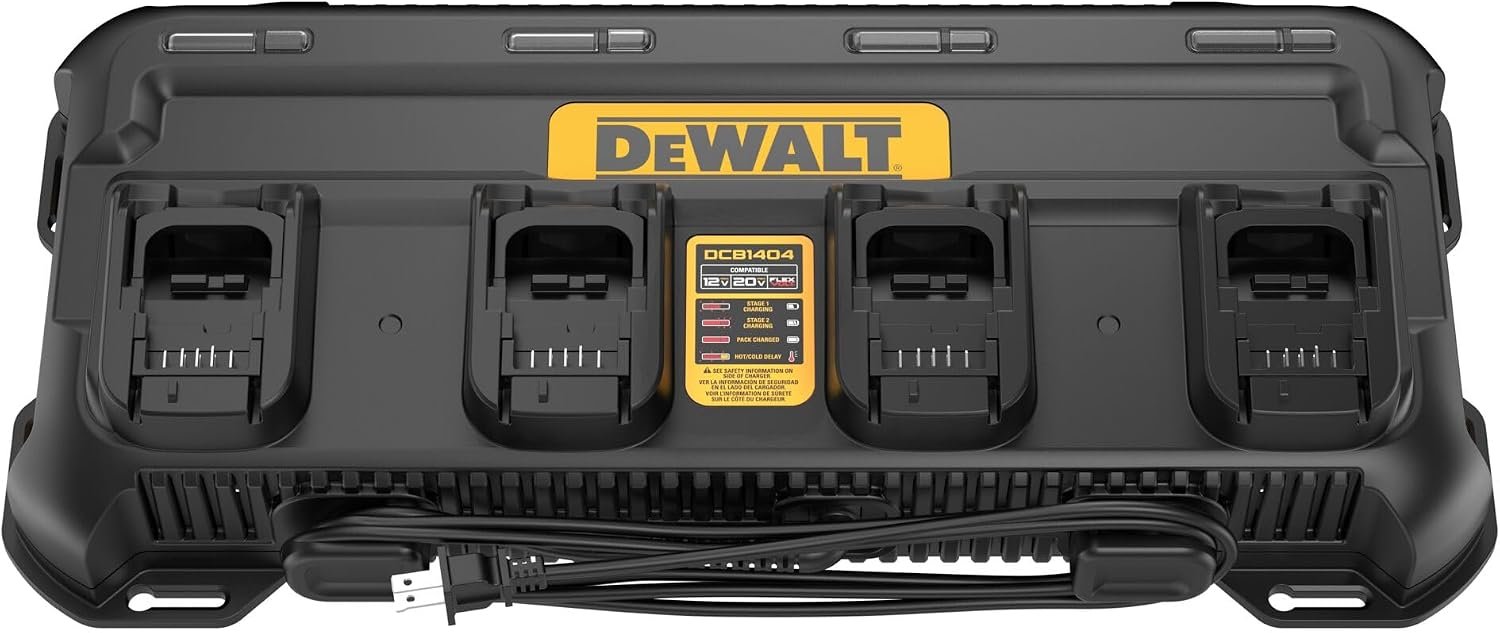 DEWALT DCB1404 20V/60V MAX Multiport Simultaneous Fast Battery Charger, 4 Amp Charging Station for Power Tools