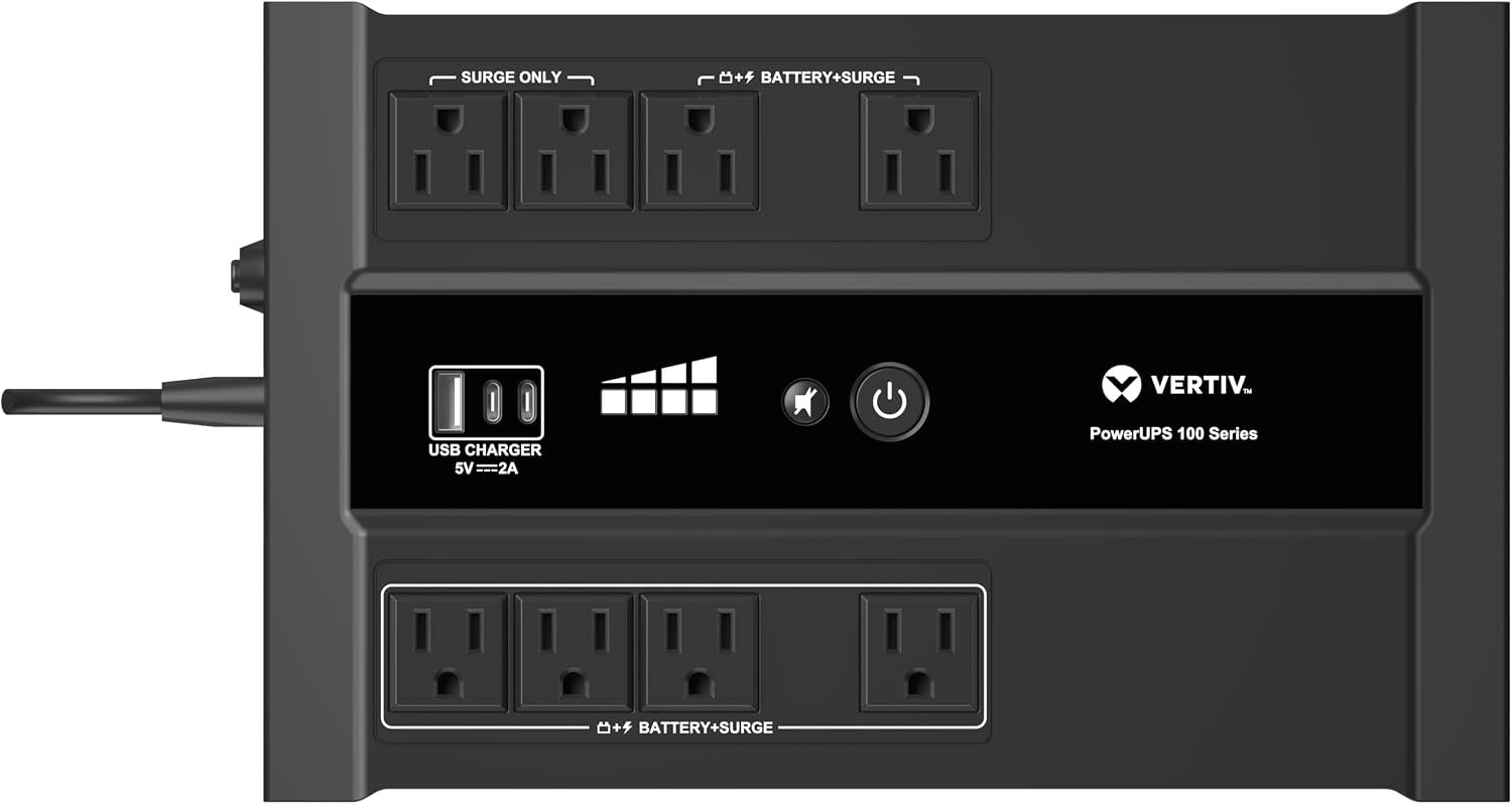 Vertiv Liebert PowerUPS 1100VA Battery Backup with USB-C and USB-A Por